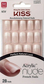 Close up of medium length Cashmere nude press-on nails