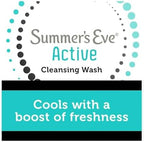 Back of Summer's Eve Active pack showing ingredients and gynecologist-tested certification.