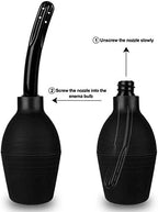 Close up of the ergonomic non-slip grip on the black Showvigor enema bulb.