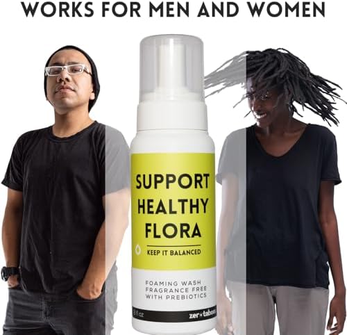 Zero Taboos unscented prebiotic foam cleanser for men and women showing product label.