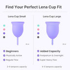 Lena period cup packaging showing USA medical grade silicone certification
