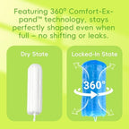 Tellove tampons showing regular and super absorbency organic cotton packs.