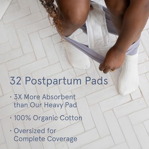 LOLA extra long overnight maternity pads for heavy postpartum bleeding.