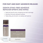 ConvaTec ESENTA wipes packaging showing latex free and sting free labels