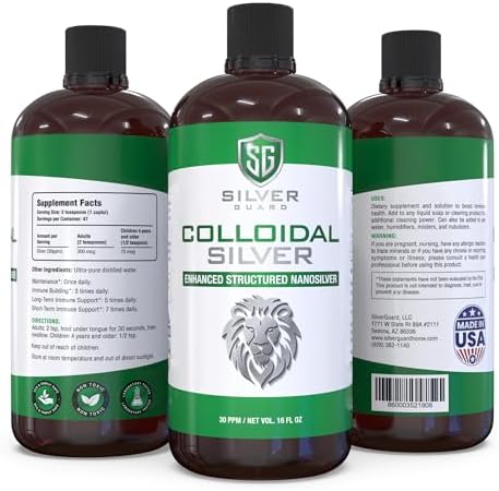 Two pack set of SilverGuard enhanced nanosilver 16 ounce liquid bottles
