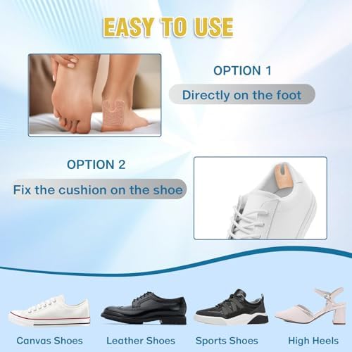 Comparison view of the cushion thickness designed to prevent rubbing and foot blisters caused by new shoes.