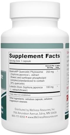 Side profile of Wellness Resources natural histamine support supplement highlighting clean label features.