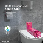 WayWeWipe septic safe and biodegradable feminine wipes being held to show extra-large size.