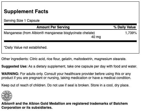 Authentic Swanson Manganese supplement packaging for health support