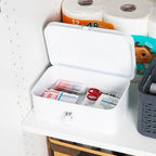 Portable medical organizer box for car travel and office emergency preparedness