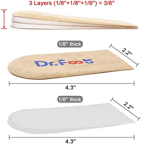 Invisible shoe inserts for height increase showing breathable fabric top layer.