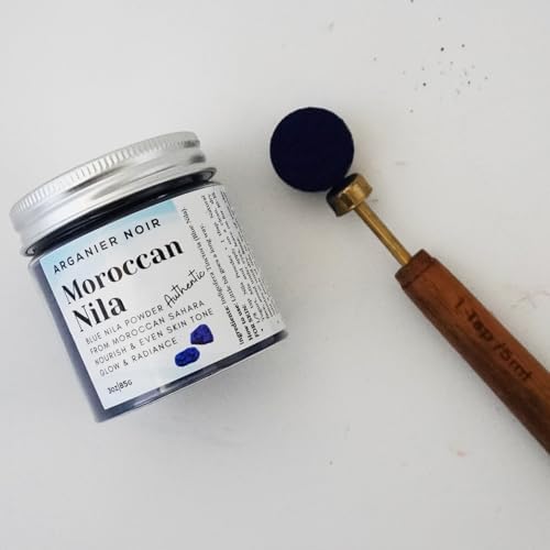 Arganier Noir Moroccan Nila Powder packaging showing authentic Moroccan sourcing info.