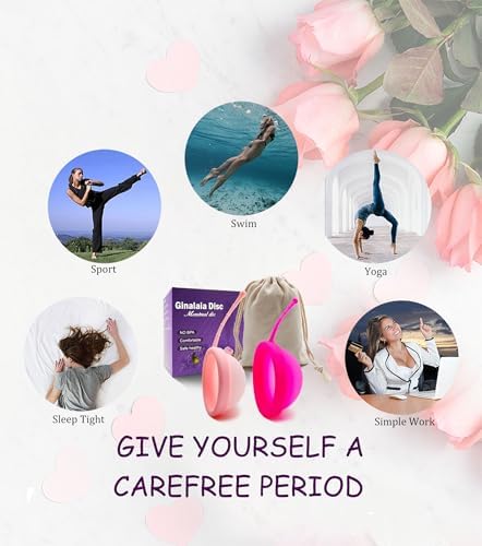 Ginalaia reusable menstrual disc packaging with included storage pouch.