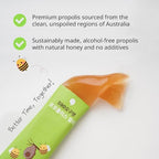 Individually wrapped Shine Muscat flavor propolis jelly sticks displayed outside the box.