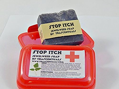 Trascentuals natural outdoor soap bar for poison ivy and insect bite relief packaging detail.