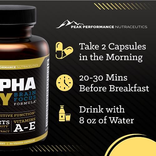 Authentic USA imported Peak Performance Alpha Day packaging showing non-GMO and gluten-free seals