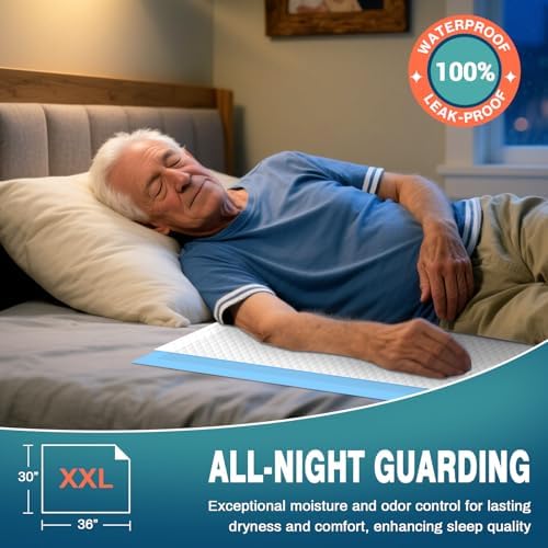 AAY bed pads being used for elderly incontinence protection on bed