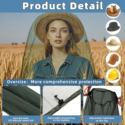 Detailed view of fine polyester mesh bug netting for head