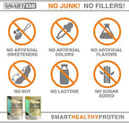 Scoop of Smart138 vanilla protein powder highlighting smooth texture.