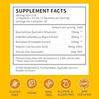 Side view of organic quercetin supplement bottle showing dietary facts