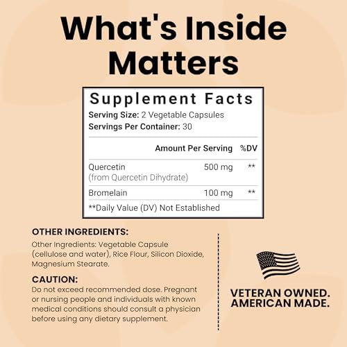 Vegan capsule form of Luma Nutrition maximum strength quercetin dietary supplement.