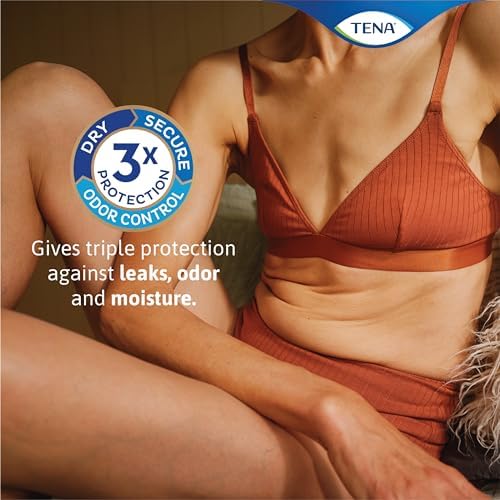 Authentic USA imported TENA ultimate absorbency female incontinence pads container display.
