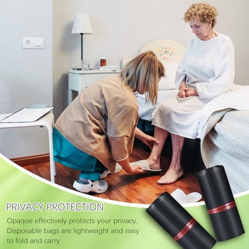 The precise dimensions of the Weekgrat ostomy pouch disposal sacks showing the ample size for holding medical waste.