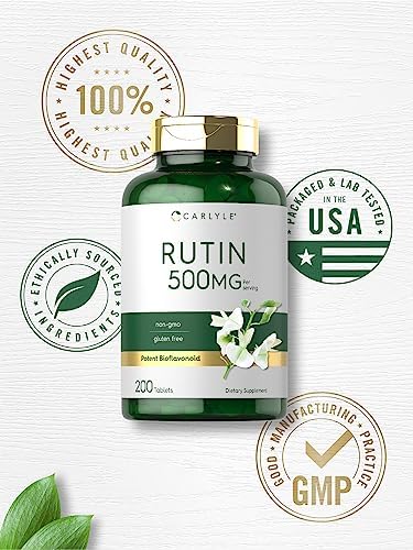Carlyle Rutin 200 tablets container base showing manufacturing batch details