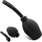 Showvigor Enema Bulb Kit front view showing the 10.9 Ounce black silicone bulb and nozzle.