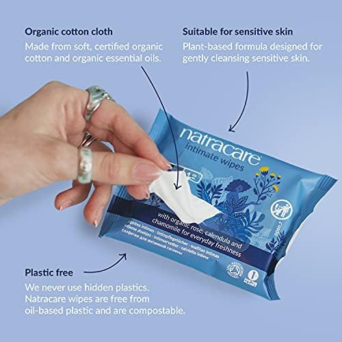 Natracare organic feminine hygiene wipes for sensitive skin portability