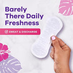 Side view of Always Daily Fresh packaging showing size and count specifications