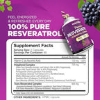 Nutrivein Premium Resveratrol 1450mg supplement facts label