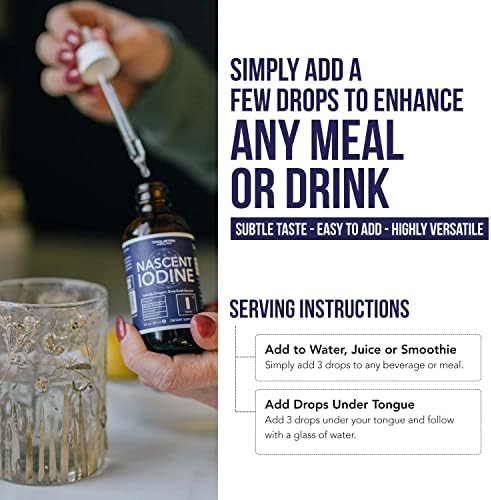 Vegan non GMO certified clear liquid iodine nutritional facts on product packaging.