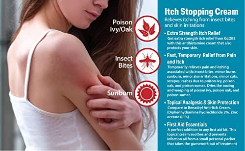 Pack of four Globe anti-itch tubes with histamine blocker ingredients.