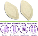 Beige felt arch inserts placed inside a sneaker for flat feet correction.