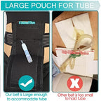 EaseToU feeding tube pouch showing the secure hook and loop velcro closure system for adjustable waist fitting