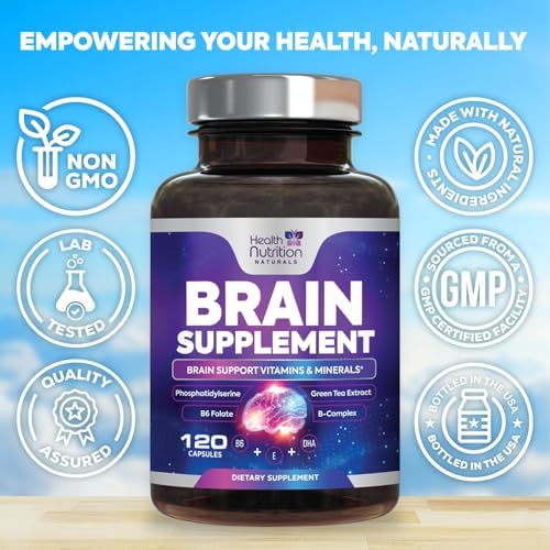 Nature's Peak mental clarity and memory vitamins bottle showing nutritional facts and daily serving directions.