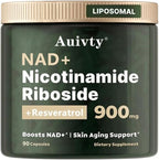 Auivty NAD+ Nicotinamide Riboside with Resveratrol front view bottle