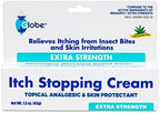 Applying Globe extra strength cream to a mosquito bite for fast relief.