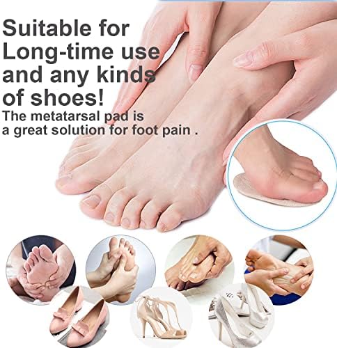 Close up of 4 pairs of non-slip weight shifting comfort insoles for metatarsalgia relief.