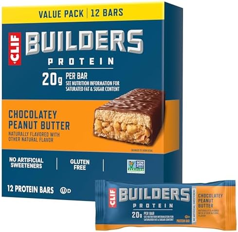 CLIF BUILDERS Protein Bars - Chocolate Peanut Butter Flavor - 20g Plant Based Protein - Gluten Free - Non-GMO - Low Glycemic - No Artificial Sweeteners - Value Pack, 2.4 oz. (12 Count) - Image 2