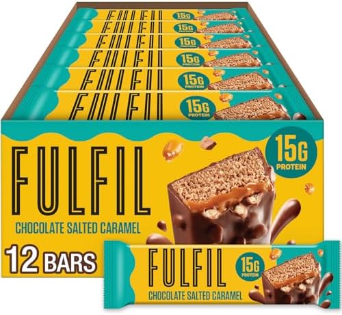 FULFIL Protein Snack Bars, Chocolate Salted Caramel Flavored, Gluten Free with 15g Protein, Pantry Staples, 12 Count - Image 2