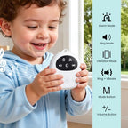 Wireless bedwetting receiver with three mode selection buttons displayed