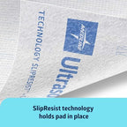 Medline premium drypads with SlipResist technology demonstrating the non slip backsheet backing.