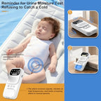 Bedside alarm receiver showing the illuminated ambient night light and push-button control panel interface