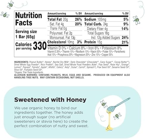 Perfect Bar, Dark Chocolate Chip Peanut Butter Protein Bar, High Protein, Organic, Gluten Free, Soy Free, Non GMO, No Sugar Alcohols, 2.3 Ounce Bar, 10 Count - Image 3