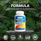 Best Naturals Potassium Chloride dietary supplement highlighting gluten free and non GMO features