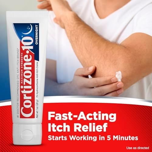 Back packaging of Cortizone-10 Overnight Cream showing drug facts and ingredients.
