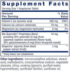 Life Extension Ultra Absorption Bio-Quercetin supplement nutritional facts panel.