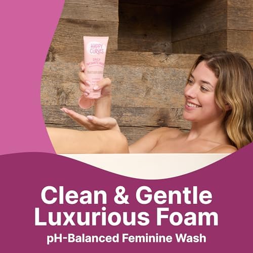 Happy Curves pH balanced cleanser bottle showing sulfate free ingredients.
